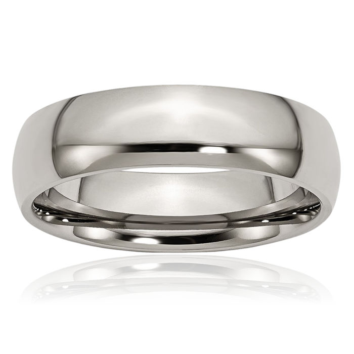 Titanium 6mm Half Round Plain Classic Wedding Band Ring