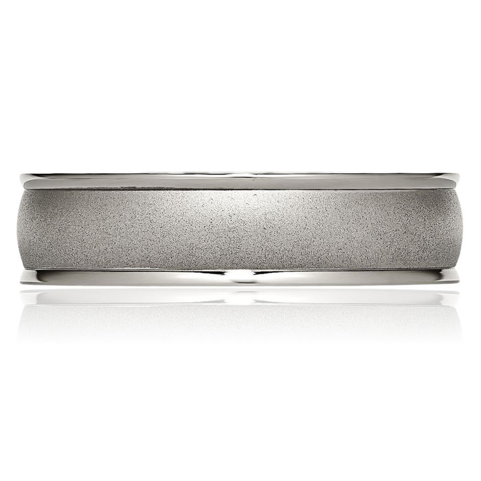 Titanium 6mm Ridged Edge Plain Classic Wedding Band Ring