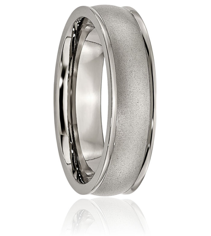 Titanium 6mm Ridged Edge Plain Classic Wedding Band Ring