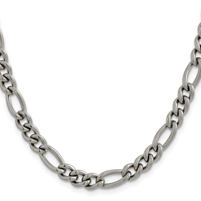 Titanium 7mm Figaro Link Chain Necklace