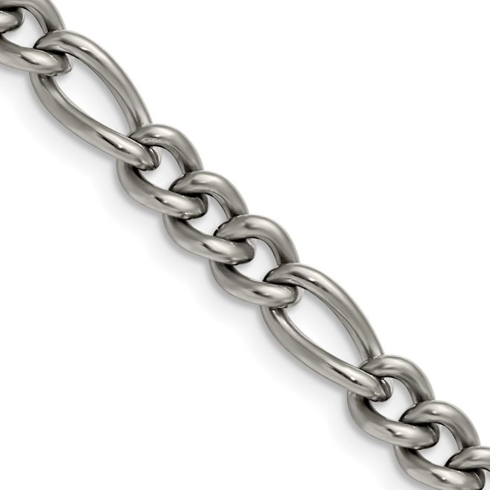 Titanium 7mm Figaro Link Chain Necklace