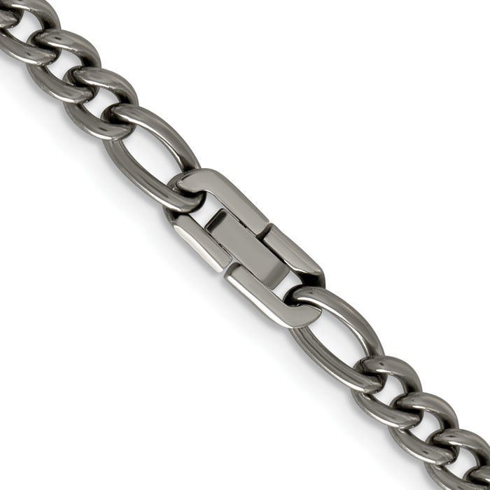 Titanium 7mm Figaro Link Chain Necklace