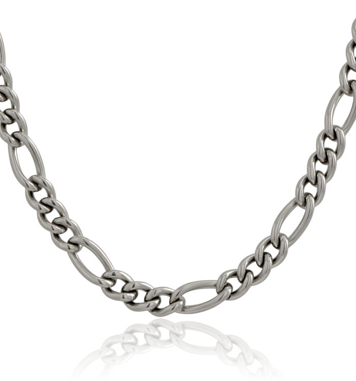 Titanium 7mm Figaro Link Chain Necklace