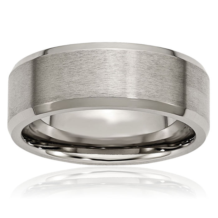 Titanium 8mm Edge Plain Classic Wedding Band Ring