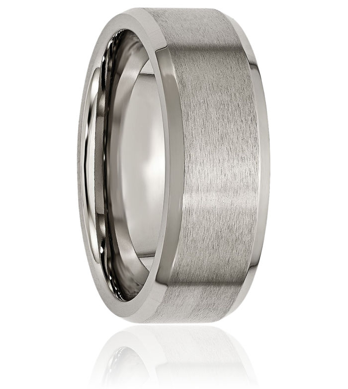 Titanium 8mm Edge Plain Classic Wedding Band Ring