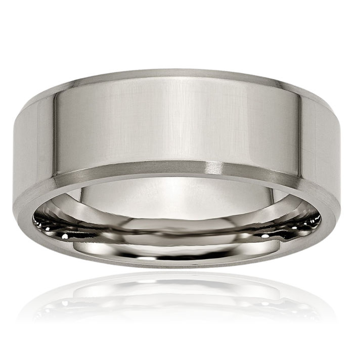 Titanium 8mm Edge Plain Classic Wedding Band Ring