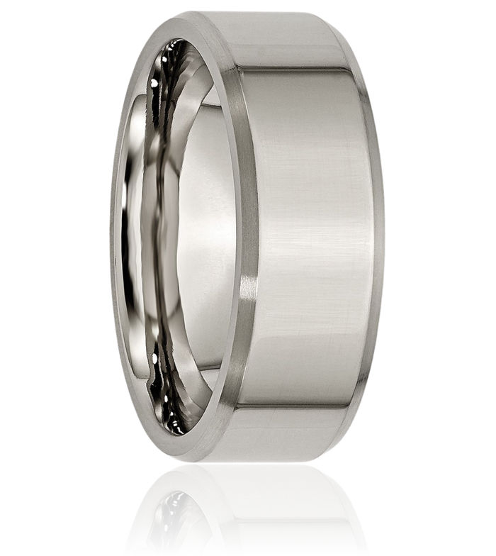 Titanium 8mm Edge Plain Classic Wedding Band Ring