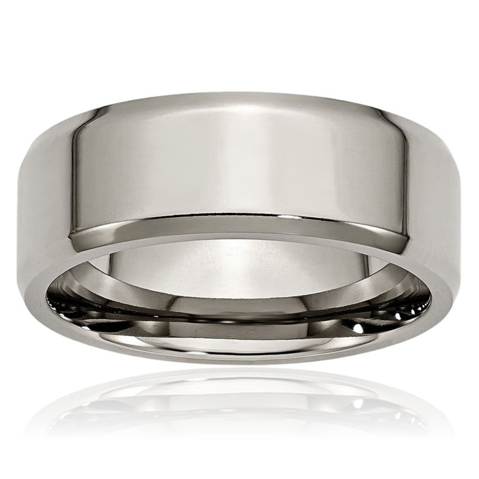 Titanium 8mm Edge Plain Classic Wedding Band Ring