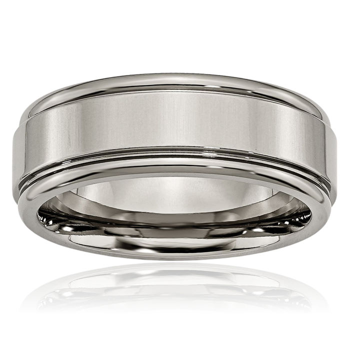 Titanium 8mm Edge Wedding Band Ring