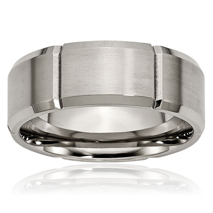 Titanium 8mm Edge Wedding Band Ring