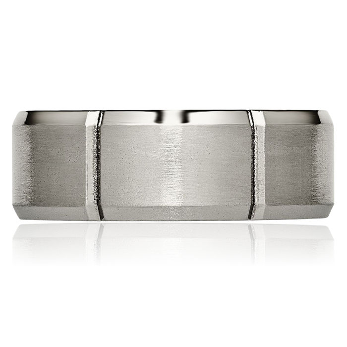 Titanium 8mm Edge Wedding Band Ring
