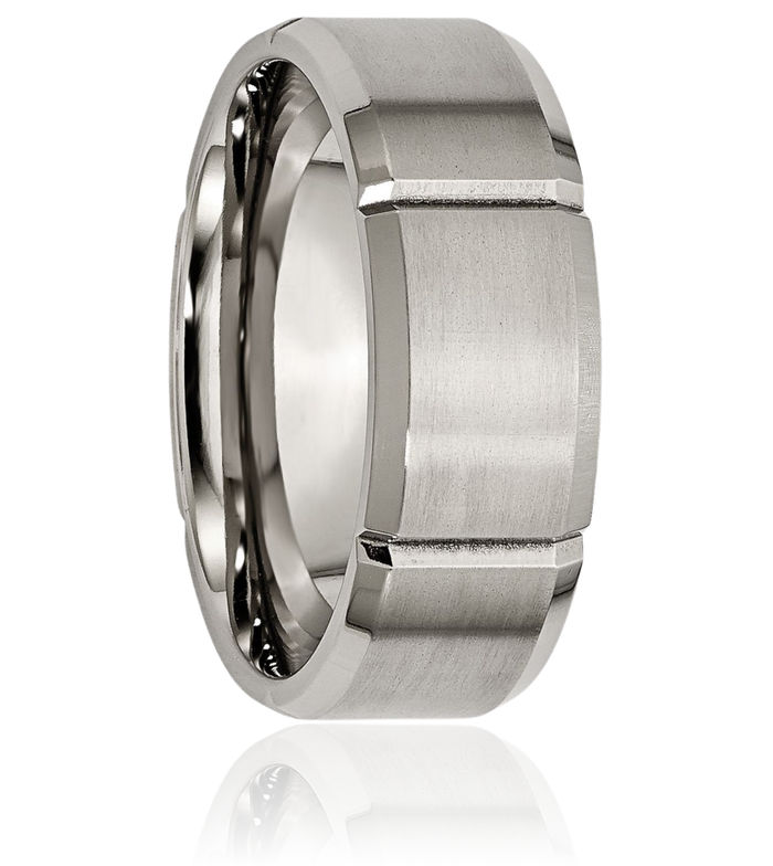 Titanium 8mm Edge Wedding Band Ring