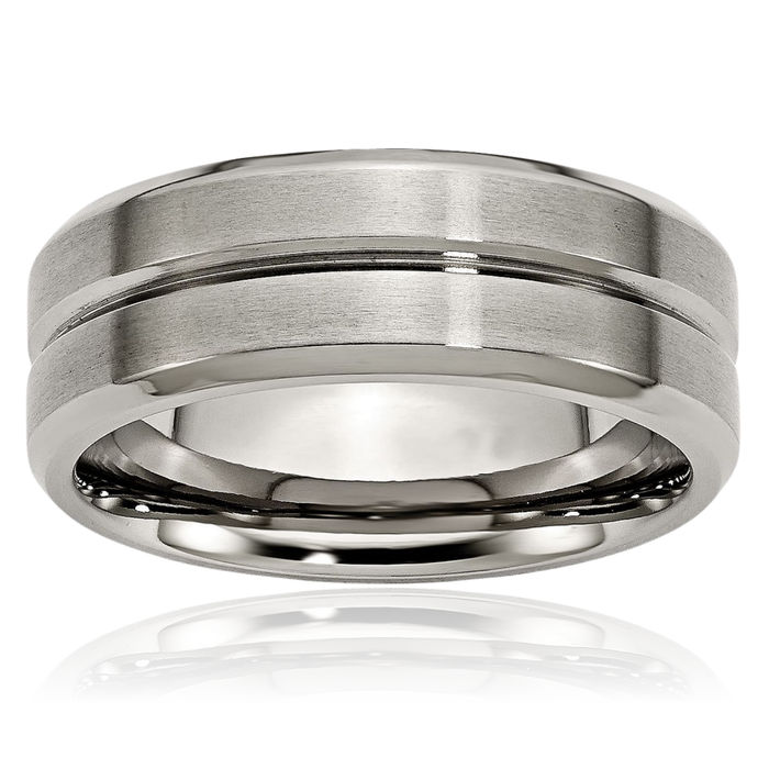 Titanium 8mm Edge Wedding Band Ring