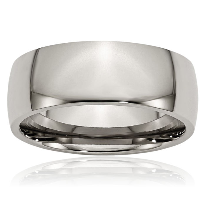 Titanium 8mm Half Round Plain Classic Wedding Band Ring