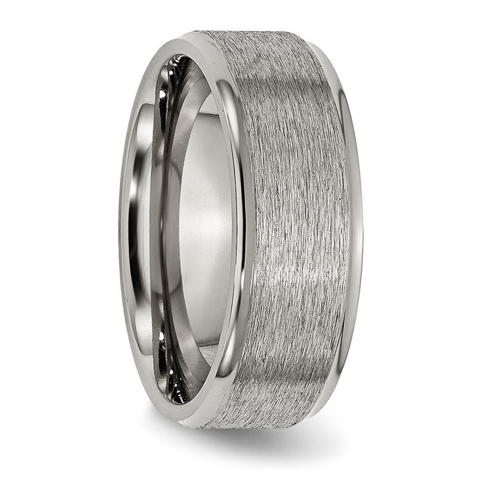 Titanium 8mm Ridged Edge Plain Classic Wedding Band Ring