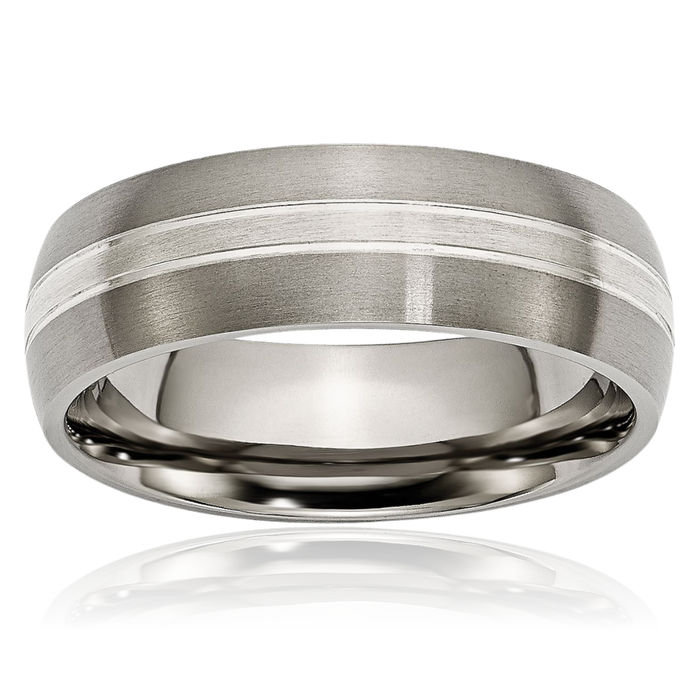 ICE CARATS Titanium 925 Sterling Silver Inlay 6mm Wedding Band Ring Man Precious Metal Fine Jewelry for Dad Mens Gifts for Him　並行輸入品