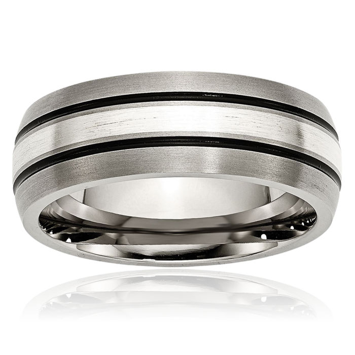 Titanium Vintage 925 Sterling Silver 8mm Wedding Band Ring