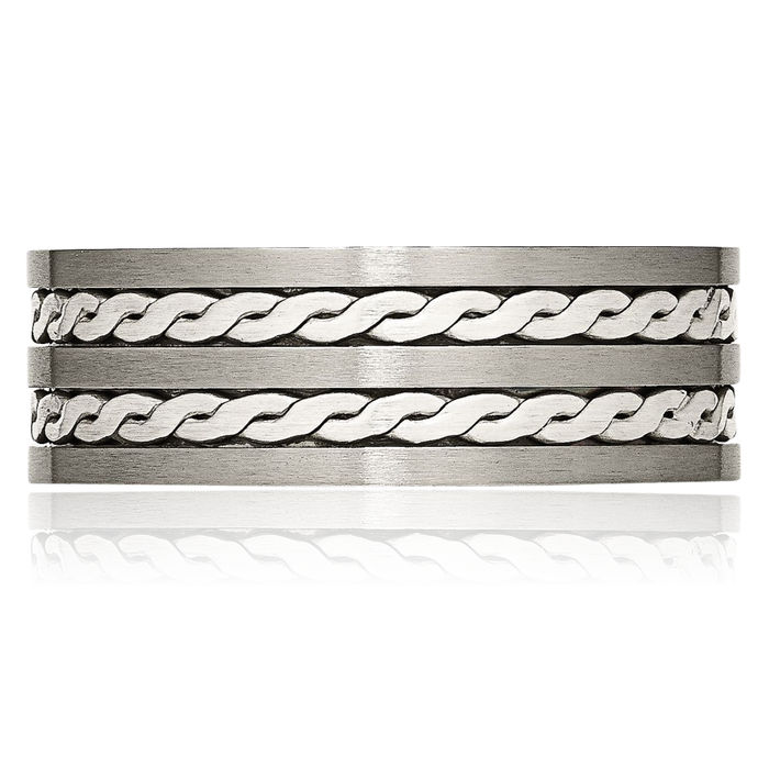 ICE CARATS Titanium 925 Sterling Silver Inlay 6mm Wedding Band Ring Man Precious Metal Fine Jewelry for Dad Mens Gifts for Him　並行輸入品