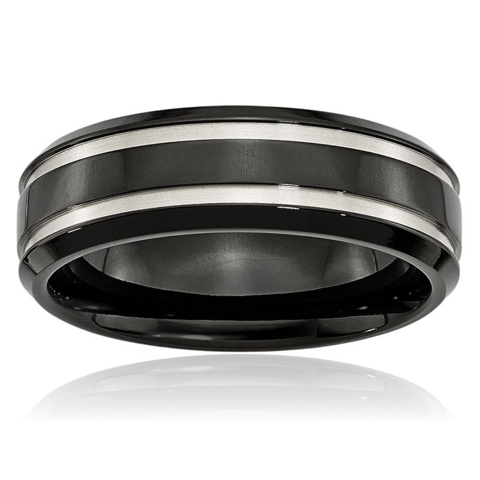 Titanium Black 7mm Wedding Band Ring