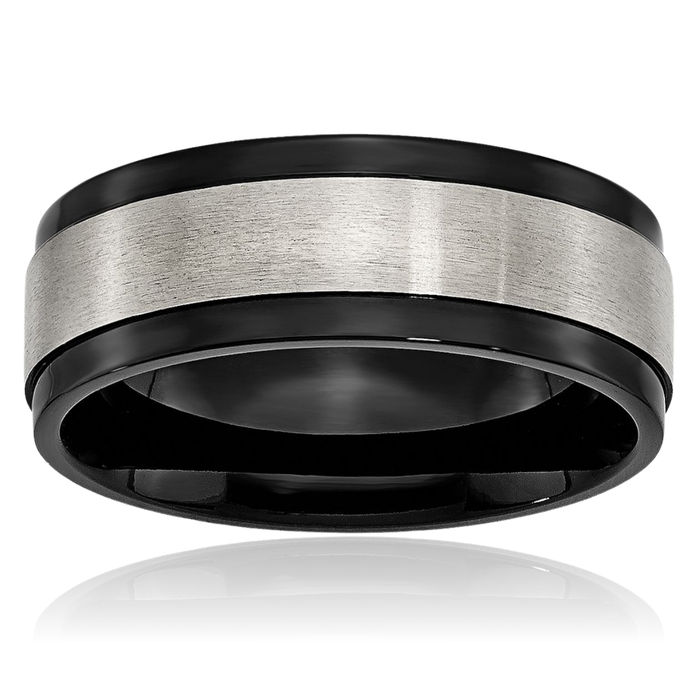 Titanium Black 8mm Edge Wedding Band Ring