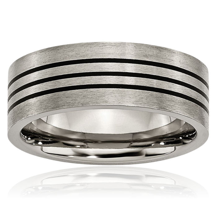 Titanium Black 8mm Wedding Band Ring