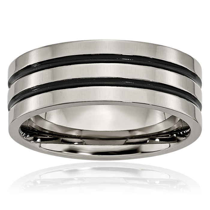 Titanium Black 8mm Wedding Band Ring