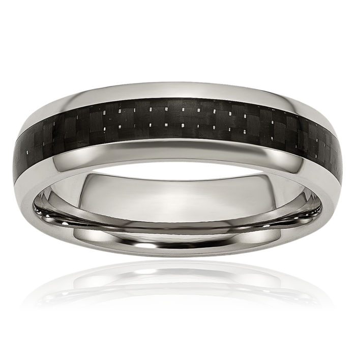 Titanium Black Carbon Fiber 6mm Wedding Band Ring