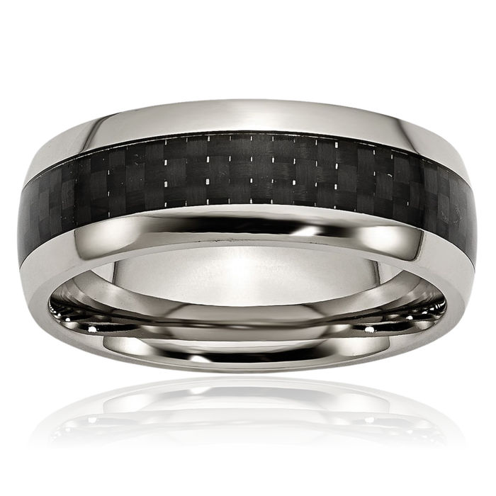 Titanium Black Carbon Fiber 8mm Wedding Band Ring