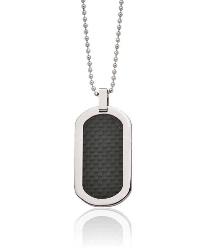 Titanium Black Carbon Fiber Dog Tag Necklace Chain