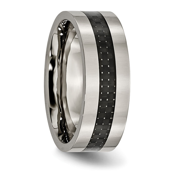 Titanium Black Carbon Fiber 8mm Wedding Band Ring