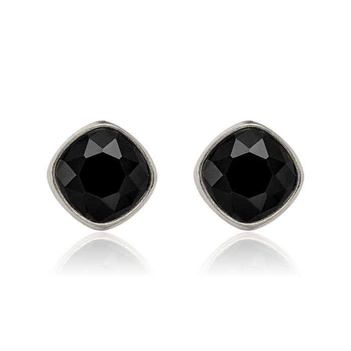 Titanium Black Rhinestone Crystals Stud Earrings