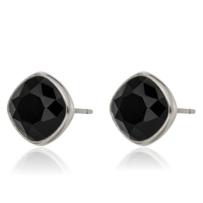 Titanium Black Rhinestone Crystals Stud Earrings