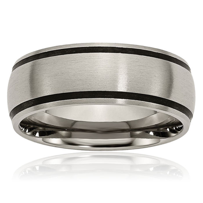 Titanium Black Rubber 8mm Wedding Band Ring