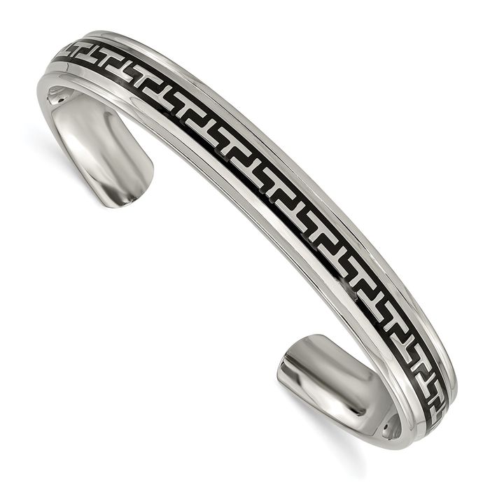 Titanium Black Rubber Cuff Bangle Bracelet - Picture 9 of 12
