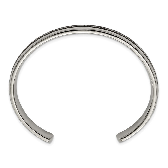 Titanium Black Rubber Cuff Bangle Bracelet - Picture 11 of 12