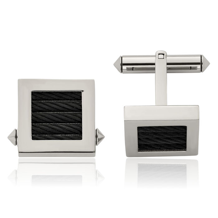 Titanium Black Wire Cufflinks French Tuxedo Shirt Cuff Links Set for Men