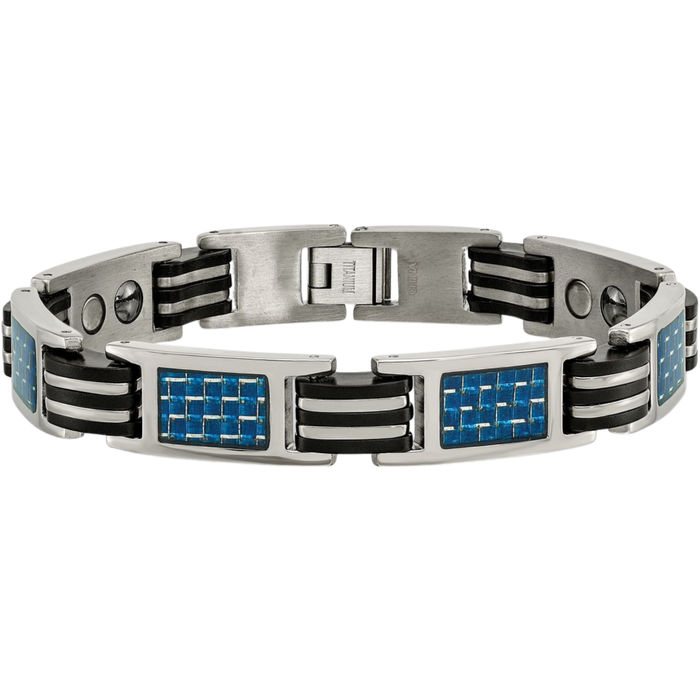 Titanium Blue Carbon Fiber Rubber Chain Bracelet