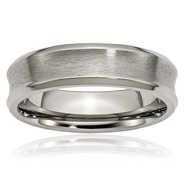 Titanium Concave 6mm Edge Plain Classic Wedding Band Ring