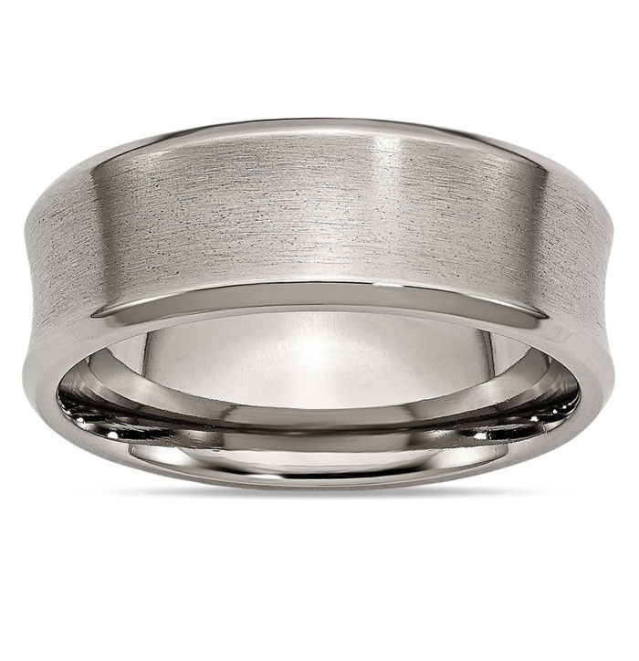 Titanium Concave 8mm Edge Plain Classic Wedding Band Ring