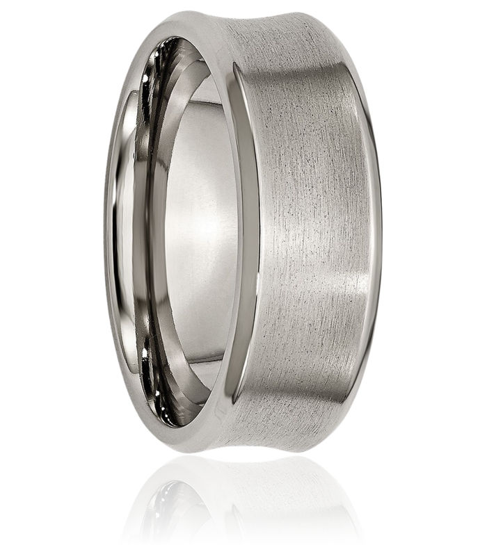 Titanium Concave 8mm Edge Plain Classic Wedding Band Ring