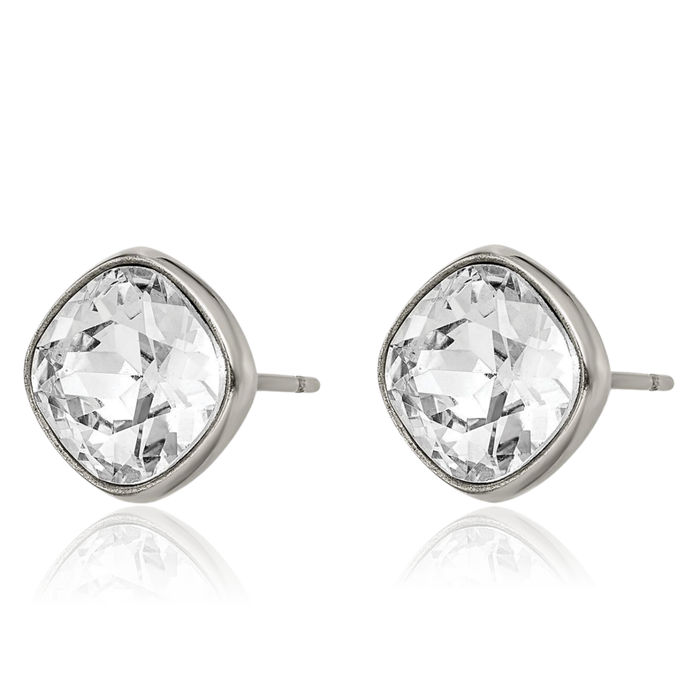 Titanium Rhinestone Crystals Square Stud Earrings