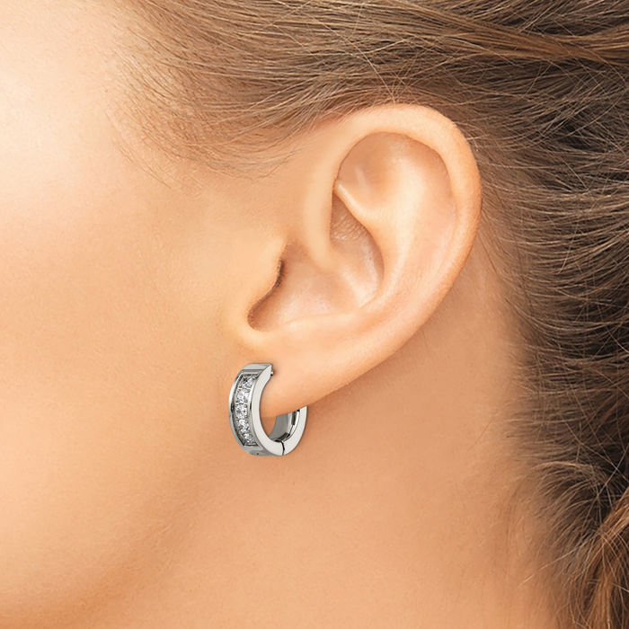 Titanium Cubic Zirconia CZ 5mm Small Hoop Earrings