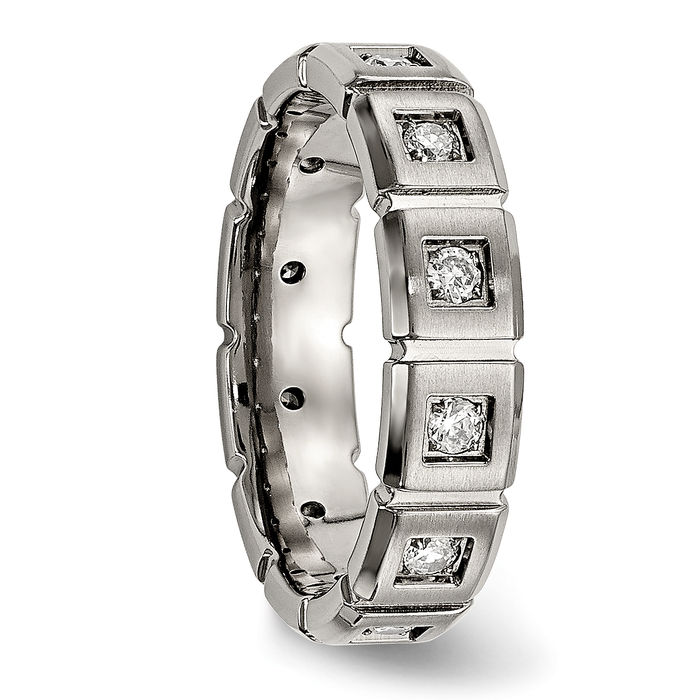 Titanium Cubic Zirconia CZ 5mm Wedding Band Ring