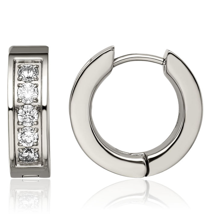 Titanium Cubic Zirconia CZ 5mm Small Hoop Earrings
