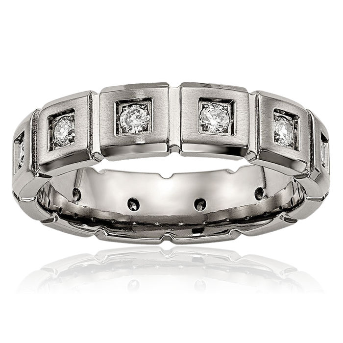 Titanium Cubic Zirconia CZ 5mm Wedding Band Ring