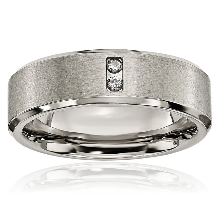 Titanium Diamond 7mm Wedding Band Ring