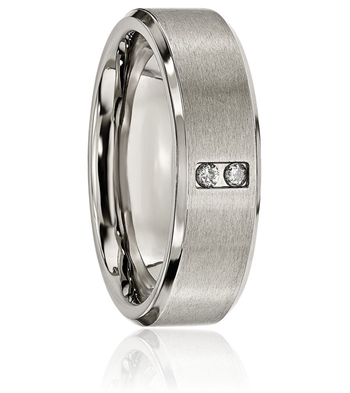 Titanium Diamond 7mm Wedding Band Ring