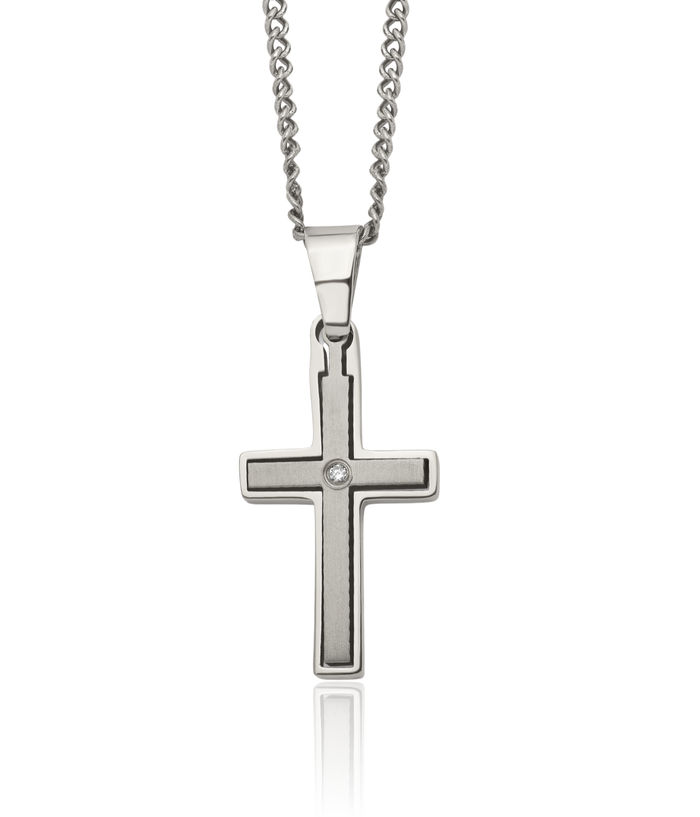 Titanium Diamond Holy Cross Necklace Chain