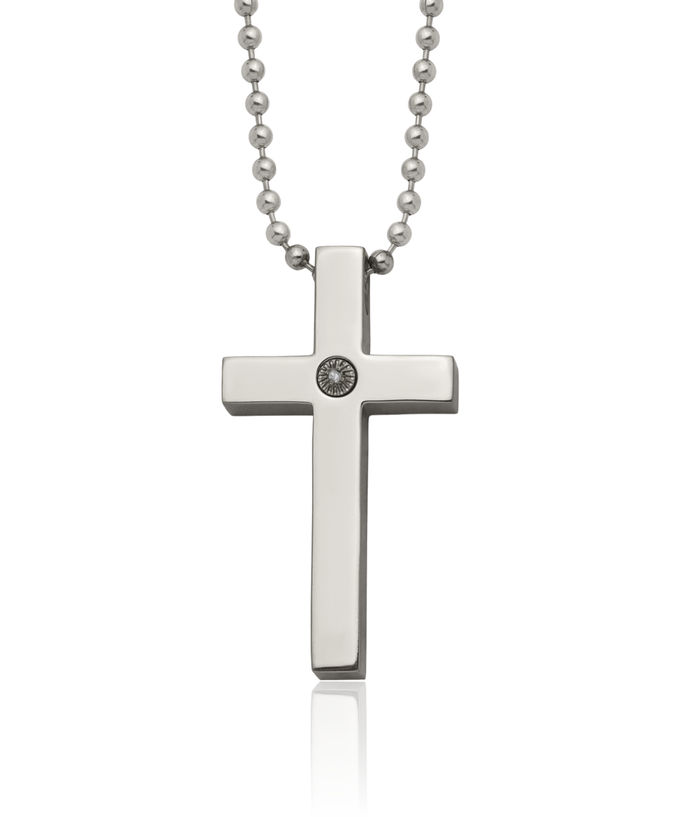 Titanium Diamond Holy Cross Necklace Chain