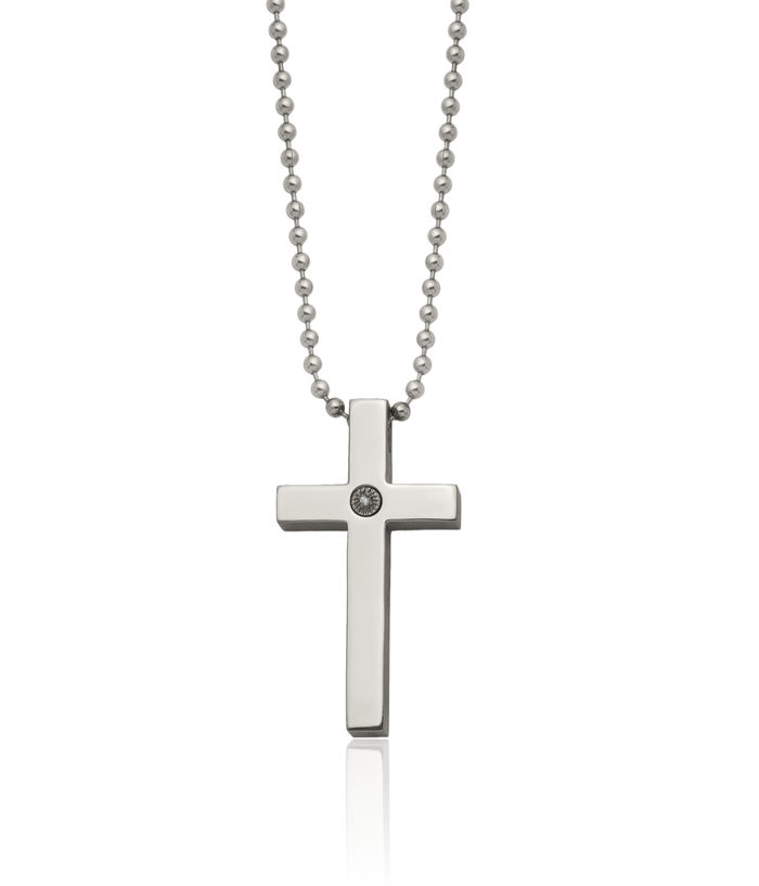 Titanium Diamond Holy Cross Necklace Chain